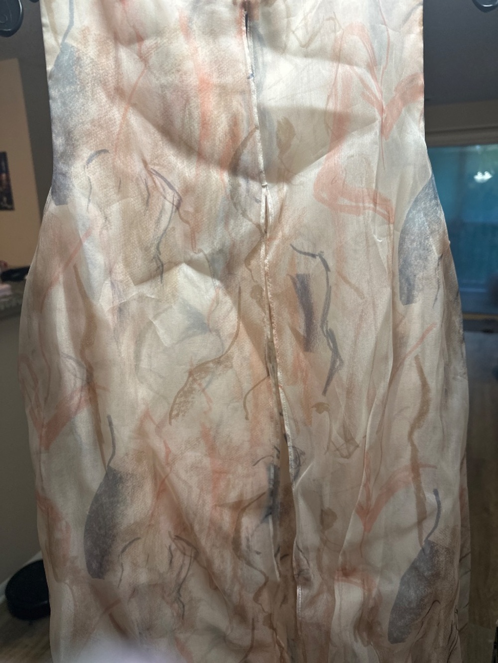 Lafayette 148 New York Gesture Print Silk Organza Layered Handkerchief Midi Dres - Picture 2 of 6
